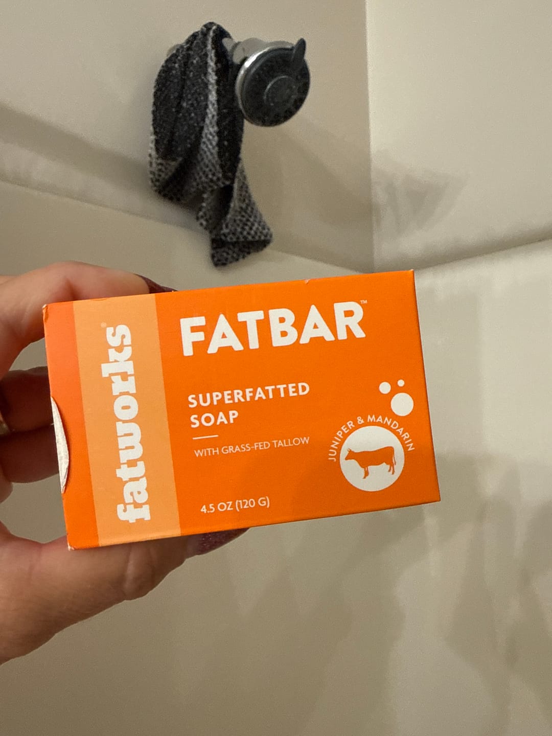 Customer photo review of FATBAR™ Juniper&Citrus (4.25 oz) - Grass-Fed Tallow Soap Bar