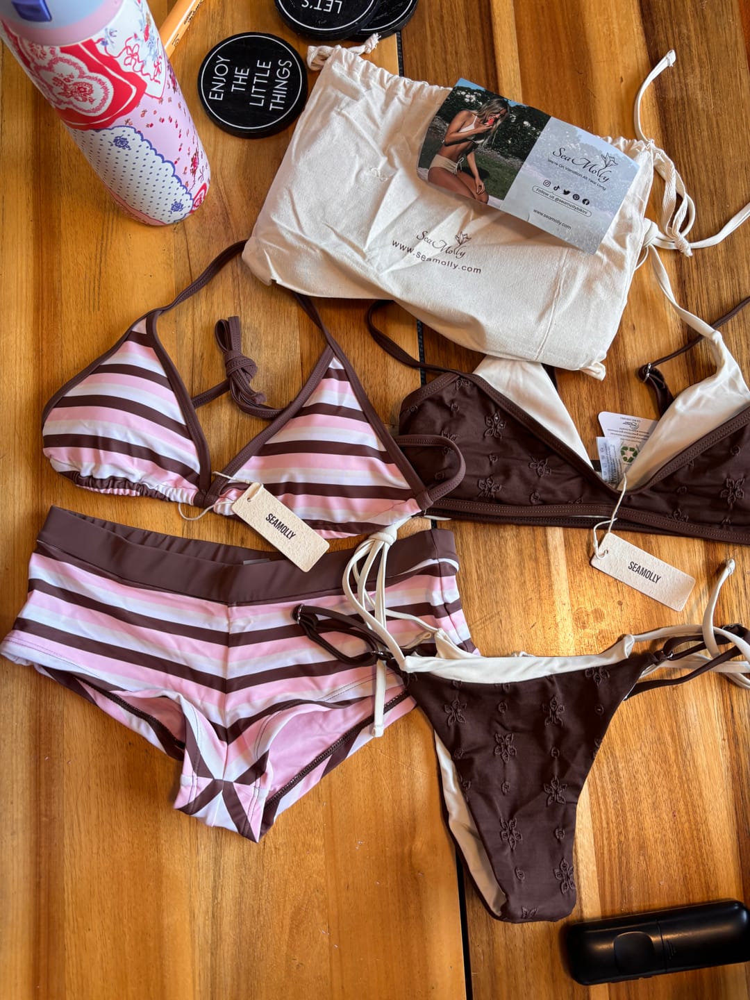 Customer photo review of Seamolly Recycled Fabric Jacquard String Double Layer Bikini Set - Western Style