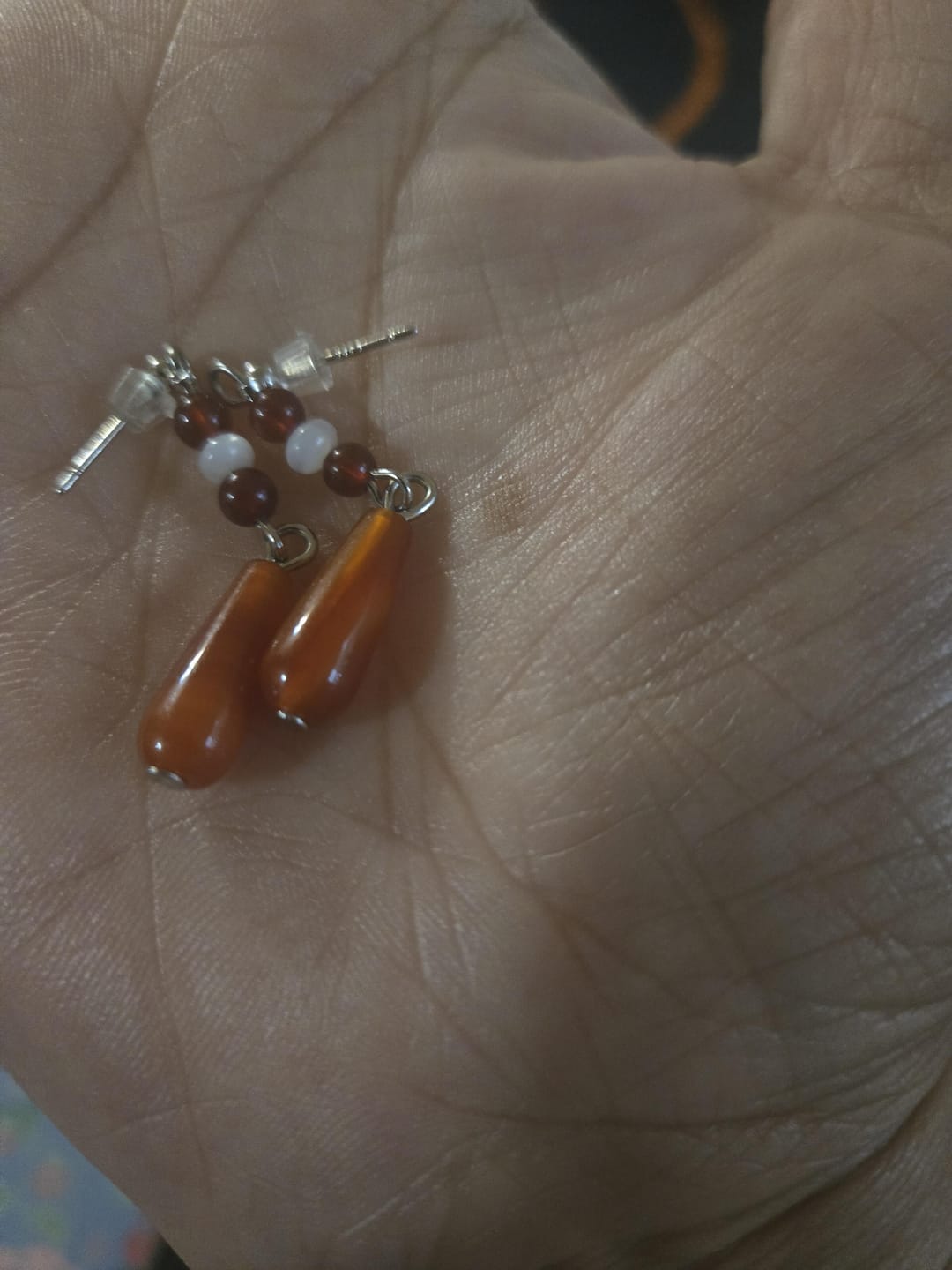 Customer photo review of Carnelian Earrings - Teardrops
