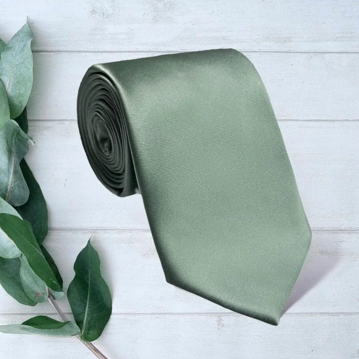 Customer photo review of Dusty Sage Necktie- in Satin