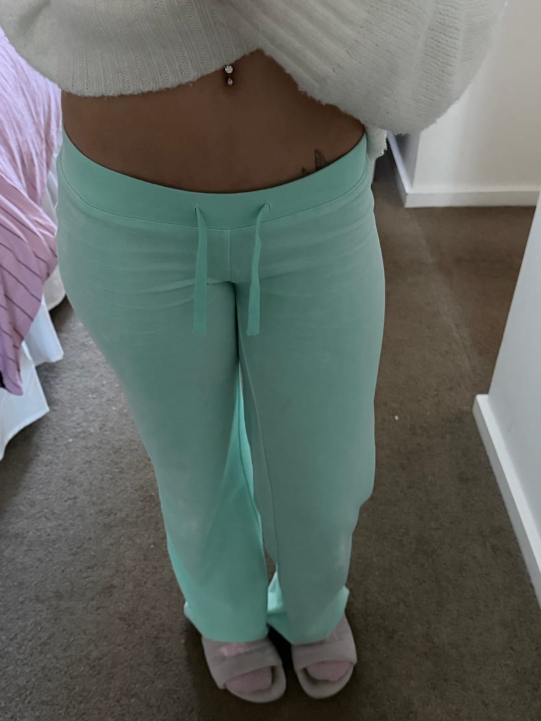 Customer photo review of Superlow Trackpants | Aquamarine