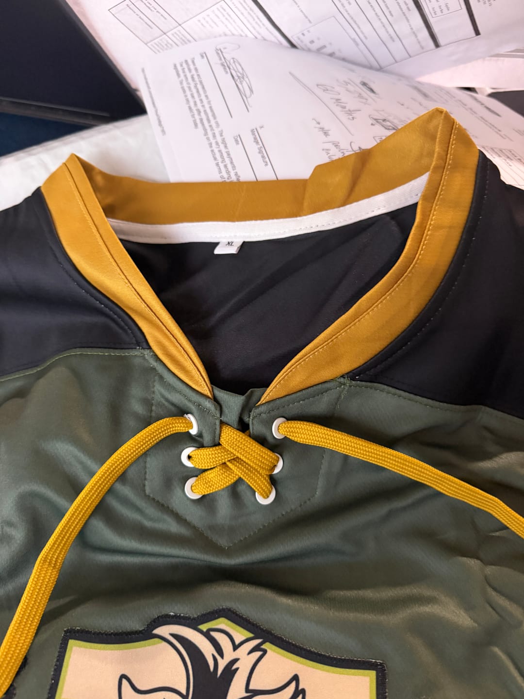 Customer photo review of Custom Olive Black-Khaki Personalized Camo Authentic Football Jersey