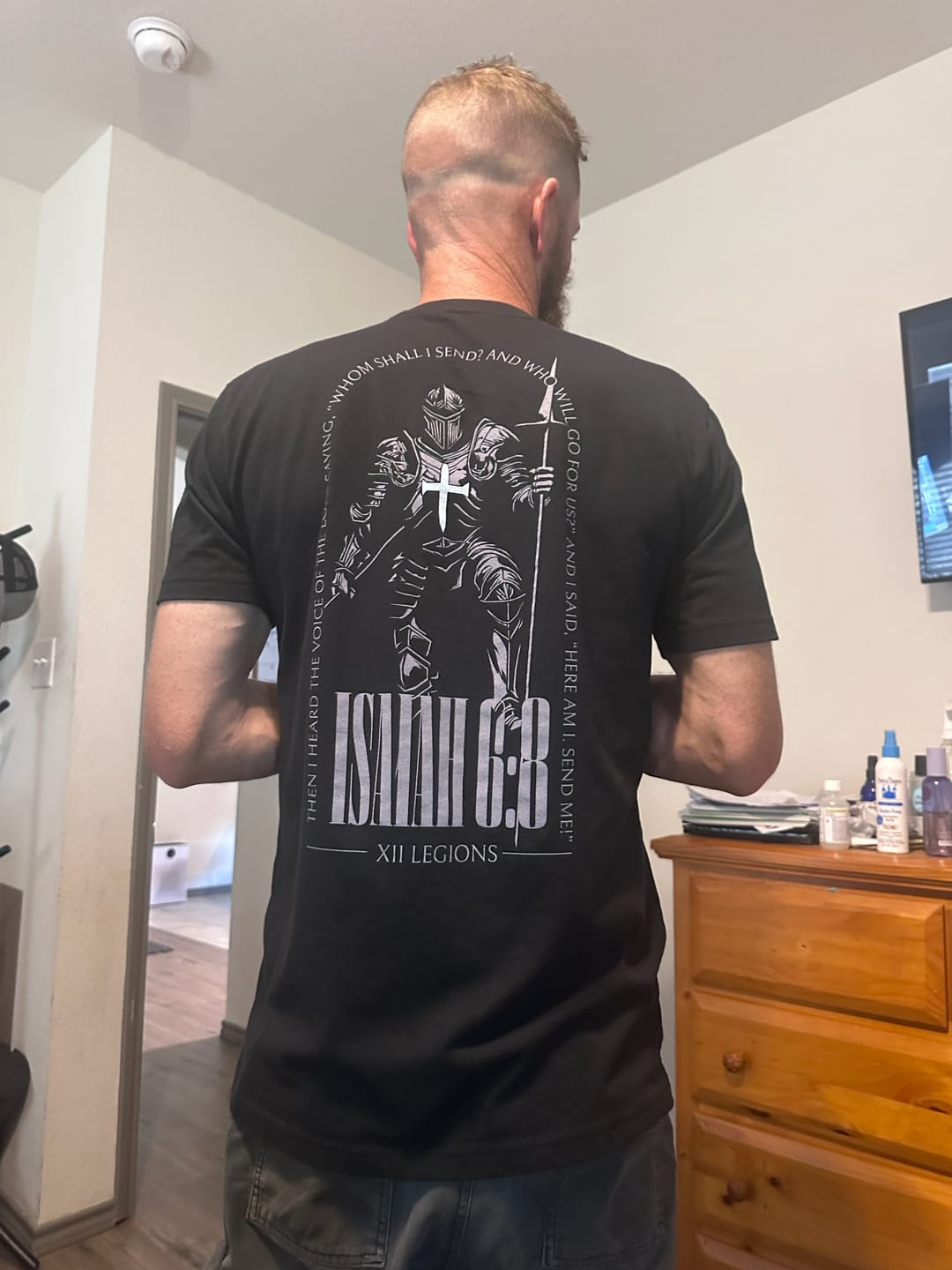 Customer photo review of ISAIAH 6:8 T-shirt