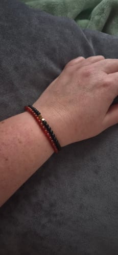 Customer photo review of Carnelian Bracelet - Pearls