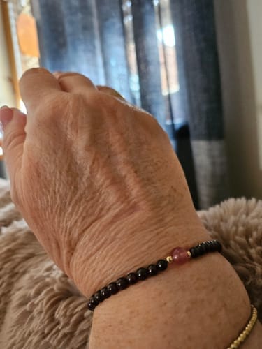 Customer photo review of Ruby Bracelet - Faceted Pearls