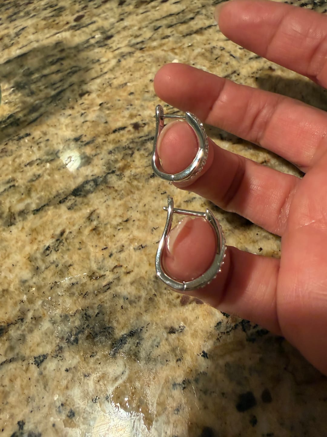 Customer photo review of Amaya 18k White Gold Plated 16mm Twisted Hoop Earrings with Swarovski Crystals