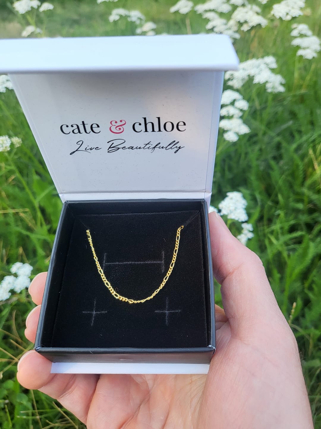Customer photo review of Victoria 18k White Gold Plated Stacking Necklace Chain