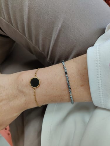 Customer photo review of Obsidian Bracelet - Circle Medallion