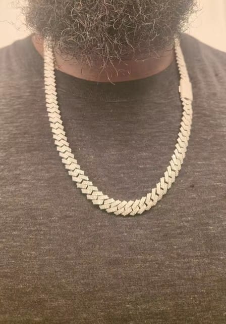 Customer photo review of 10mm Iced Out Moissanite Miami Cuban Link Chain 14K Gold