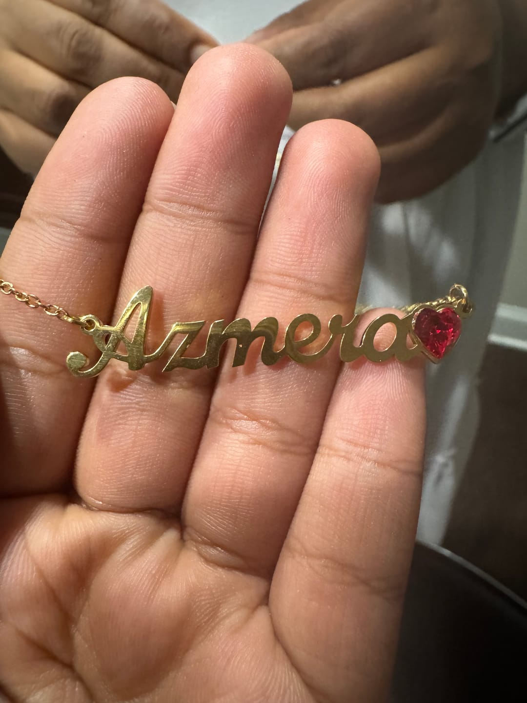 Customer photo review of Birthstone Name Necklace