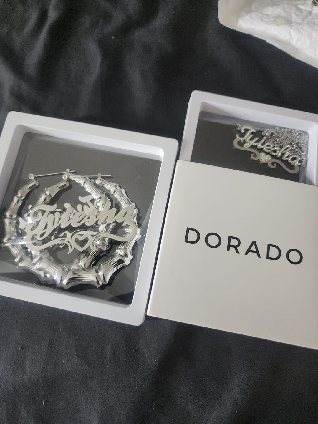Customer photo review of Iced Heart Name Necklace