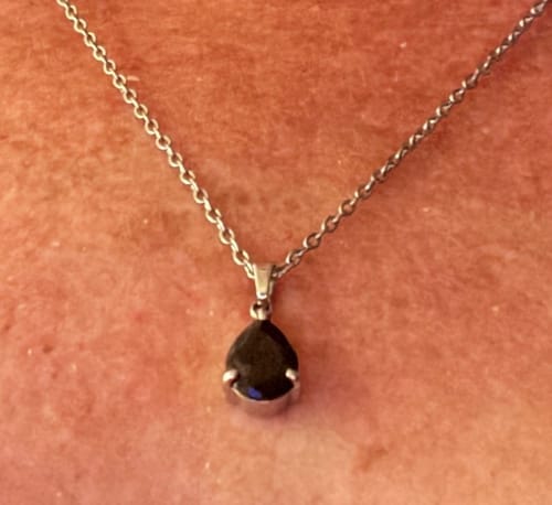 Customer photo review of Obsidian Necklace - Teardrop Shape Silver