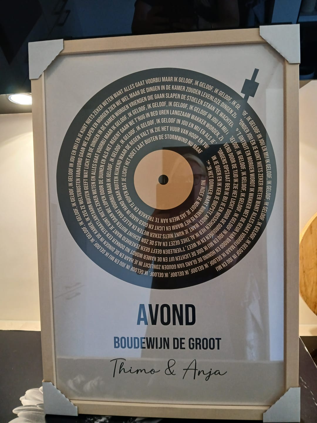 Customer photo review of Vinyl Songtekst Poster met Songtekst en Namen