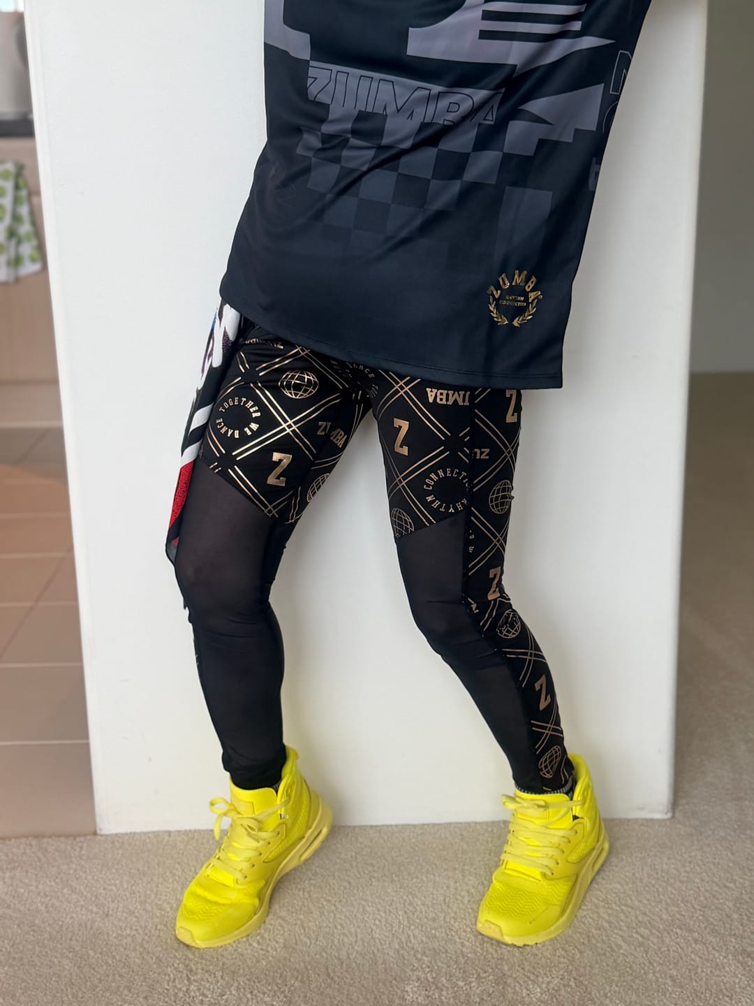 Customer photo review of Worldwide High Waisted Ankle Leggings With Mesh Inserts
