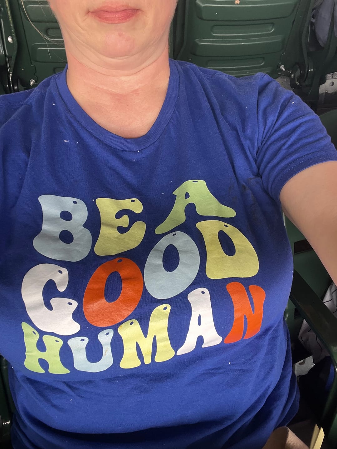 Customer photo review of Be A Good Human Groovy Tee