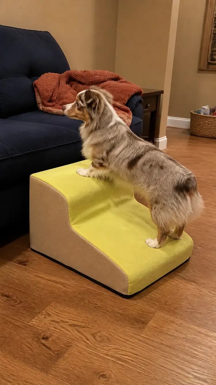Customer photo review of Gentle Slope Pet Ramp for Beds & Sofas