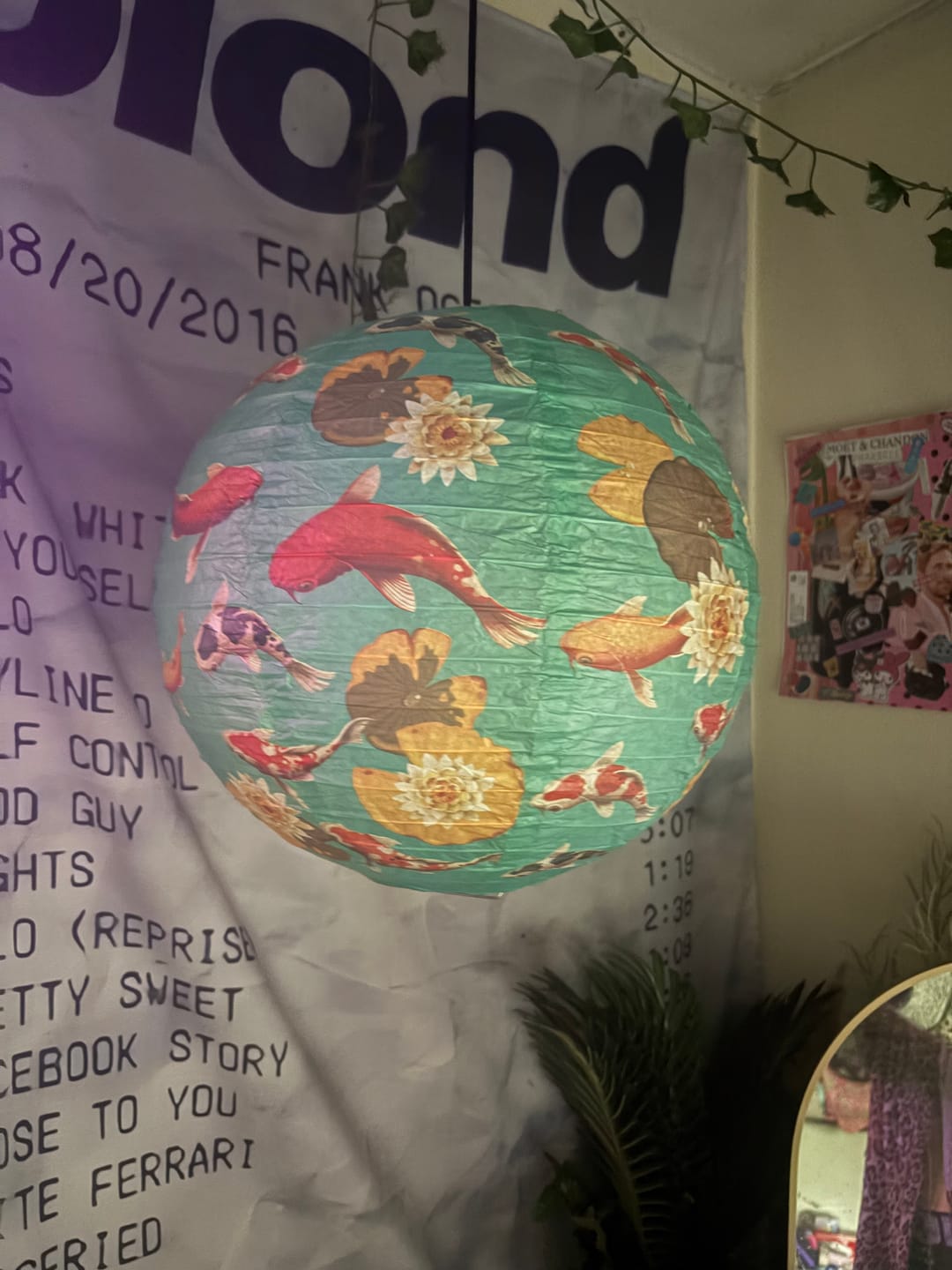 Customer photo review of 14" Japanese Koi Fish Pond Patterned Paper Lantern
