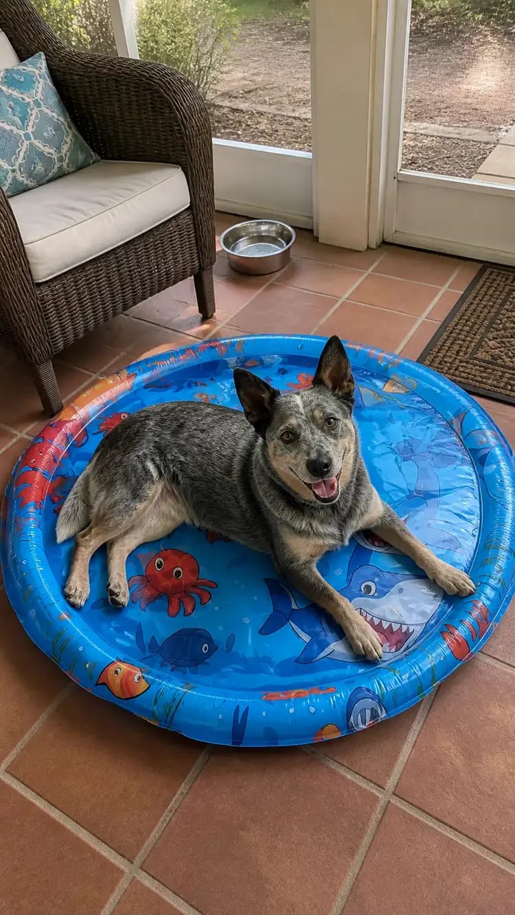 Customer photo review of Paw Cool Oasis Dog Cooling Water Bed