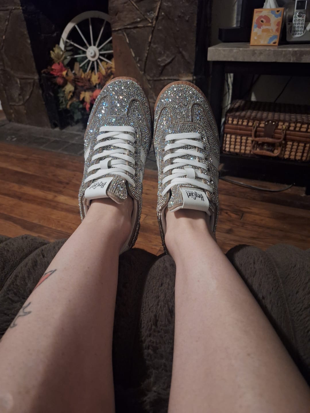 Customer photo review of Corky's Rhinestone Heads Up Sneakers