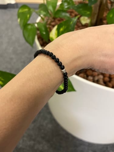 Customer photo review of Obsidian Bracelet - Pearls