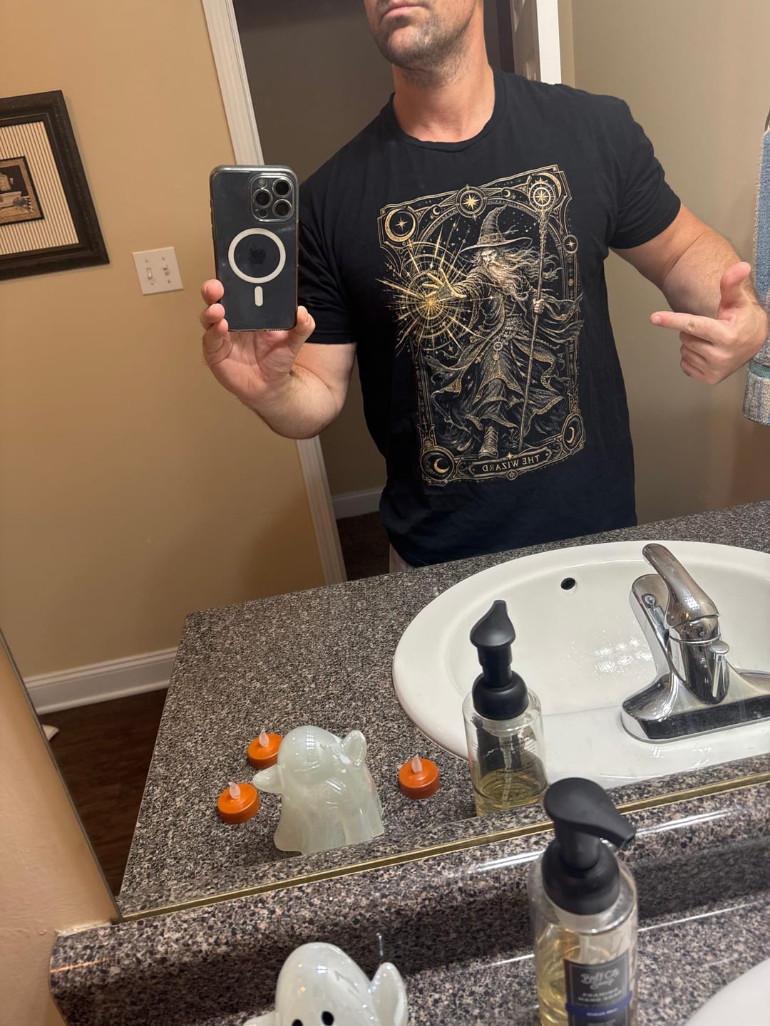 Customer photo review of The Wizard Tarot T-Shirt