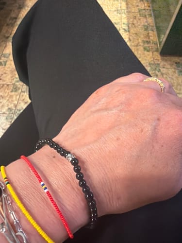 Customer photo review of Obsidian Bracelet - Pearls