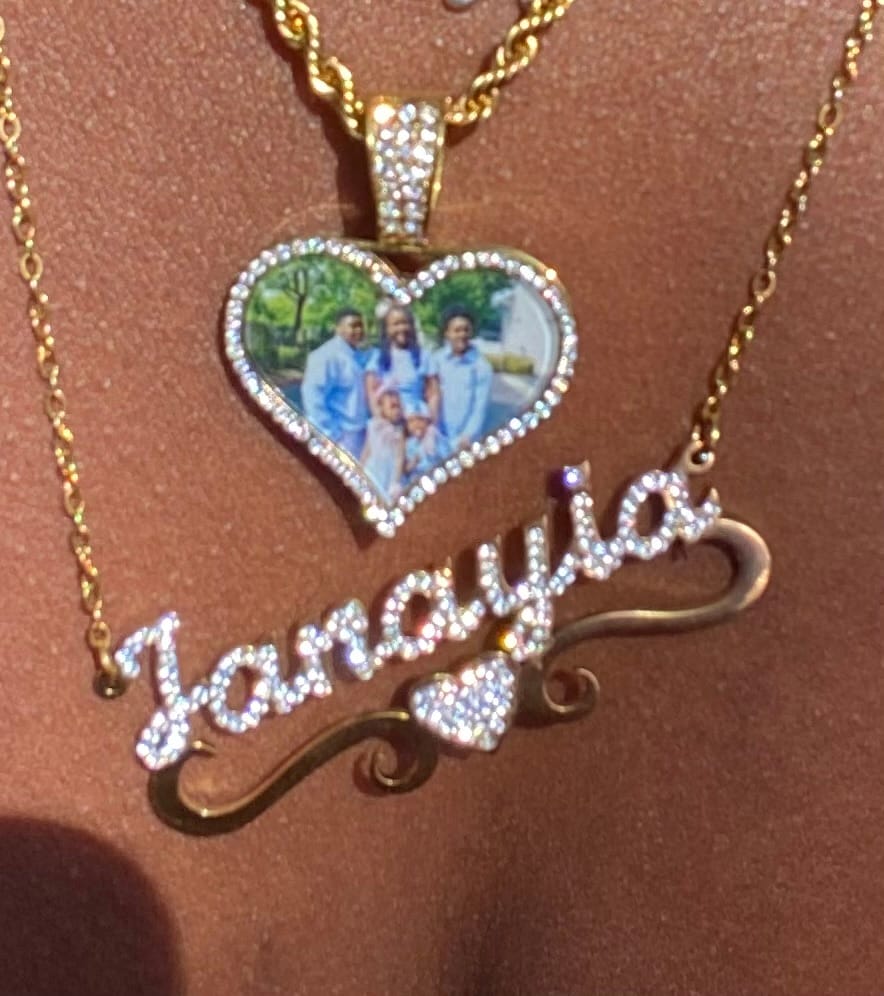 Customer photo review of Iced Photo Pendant w/ Rope Chain
