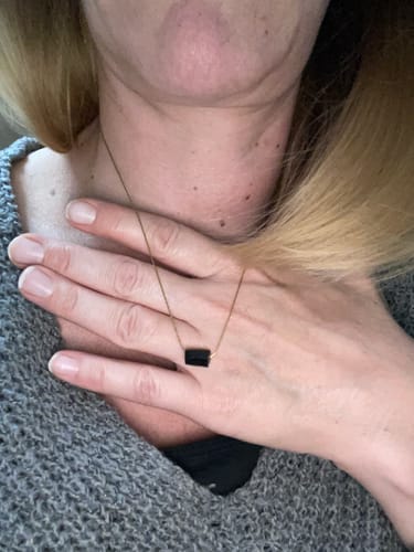 Customer photo review of Tourmaline Necklace - Raw Stone in Silver with Gold Plating