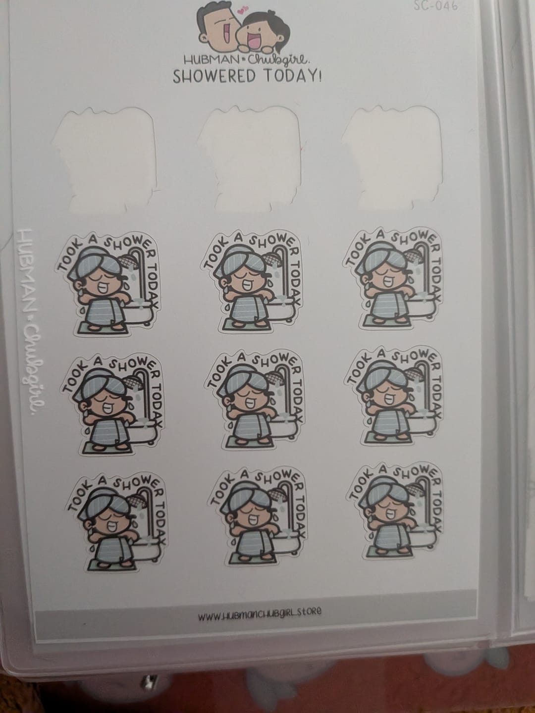 Customer photo review of Showered Today! Planner Stickers