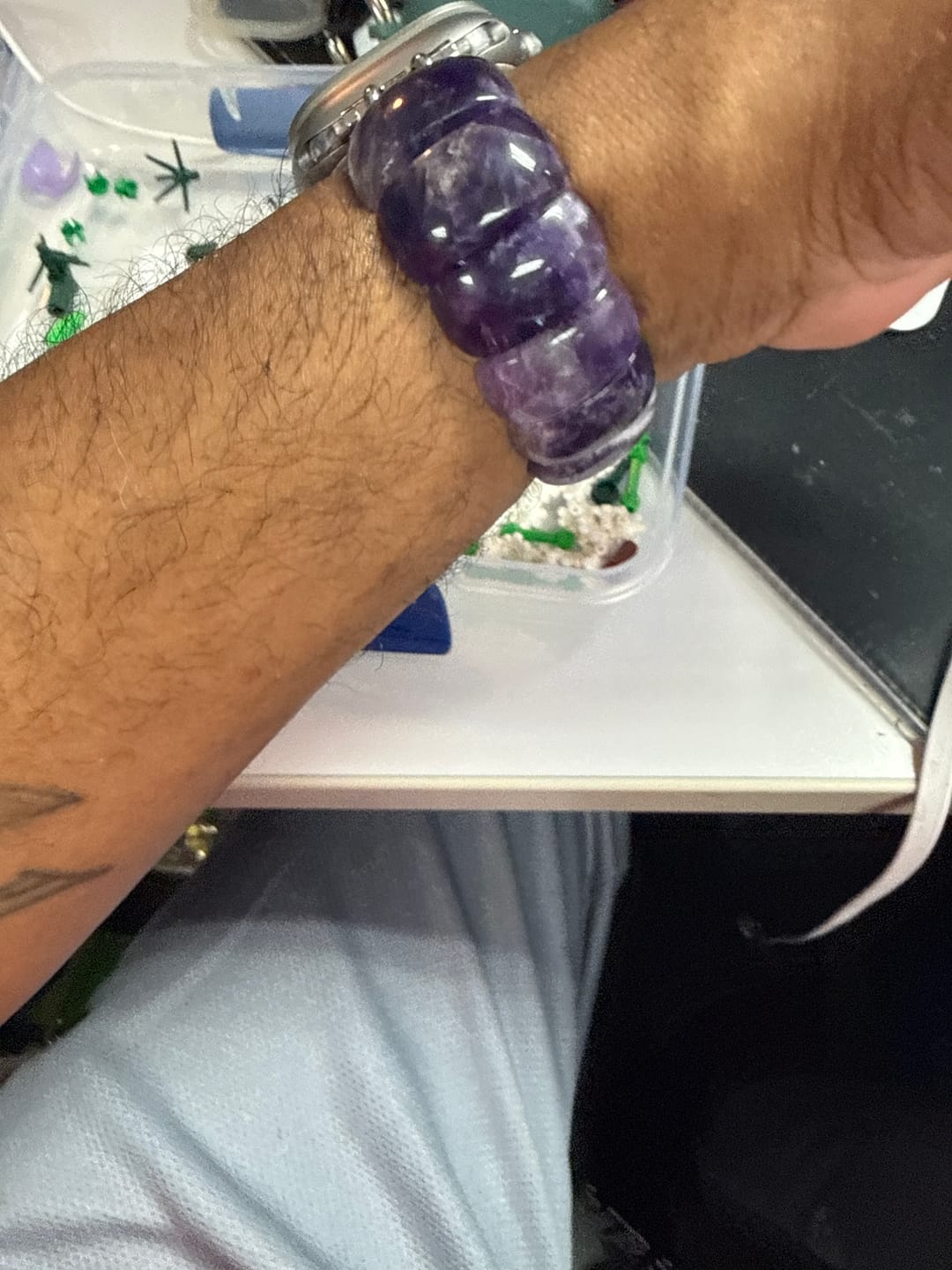 Customer photo review of Amethyst Allure Stretch Apple Watch Strap