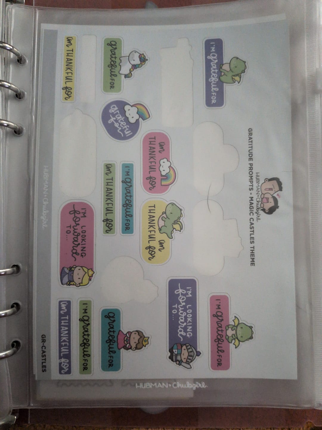 Customer photo review of Sticker Sheet - Gratitude Prompts Magic Castles Theme