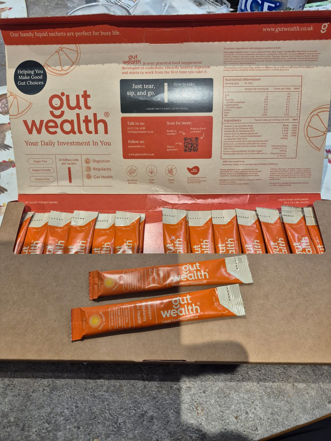 Customer photo review of Gut Wealth Liquid Sachets