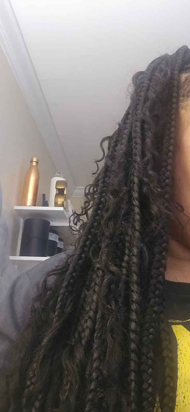 Customer photo review of Spanish Curl Feather Crochet Boho Hair for Braiding (50 Strands)