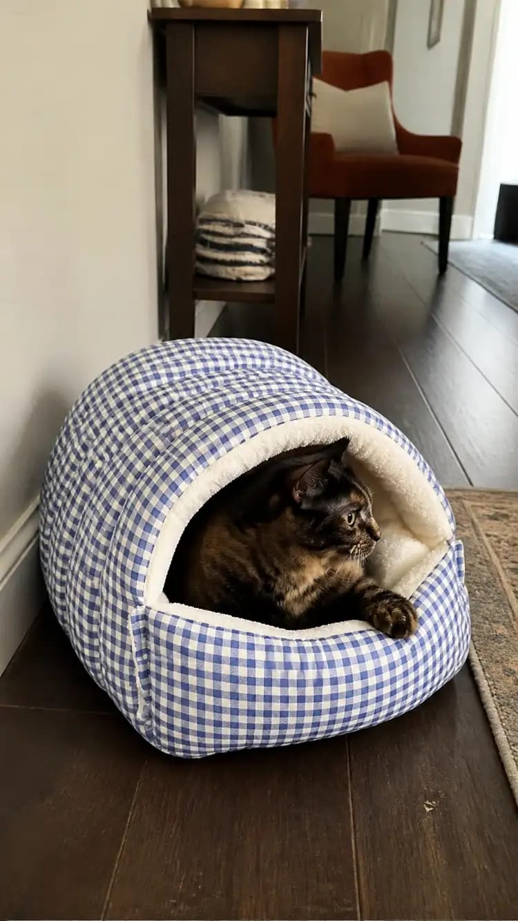 Customer photo review of Cozy Cave Pet Bed for Security & Warmth