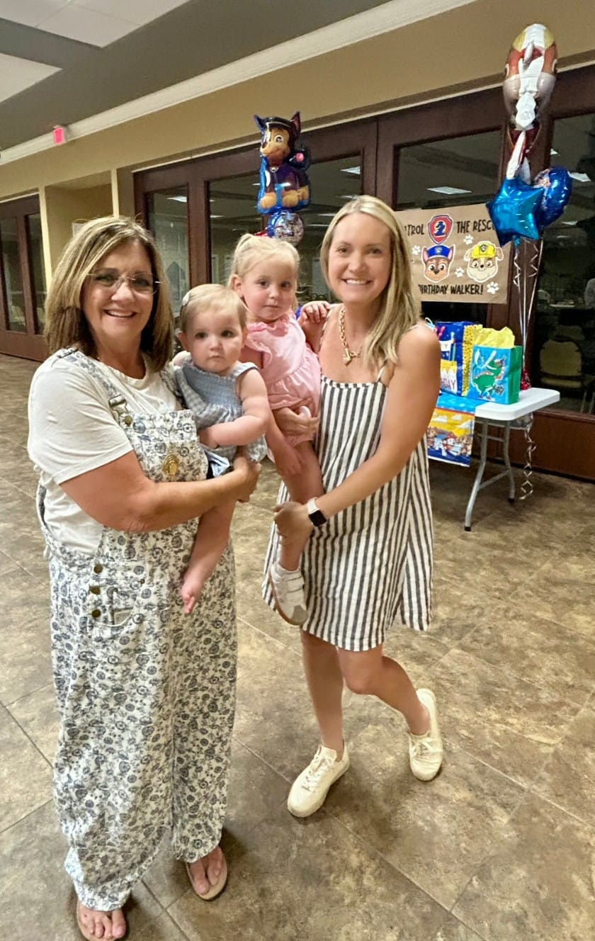 Customer photo review of White & Blue Floral Print Denim Overalls With Barrel Legs