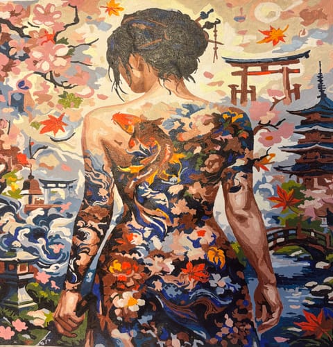 Customer photo review of Koi Tattoo Serenity (Paint by Numbers)