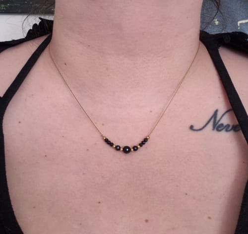 Customer photo review of Tourmaline Necklace - Delicate Pearls