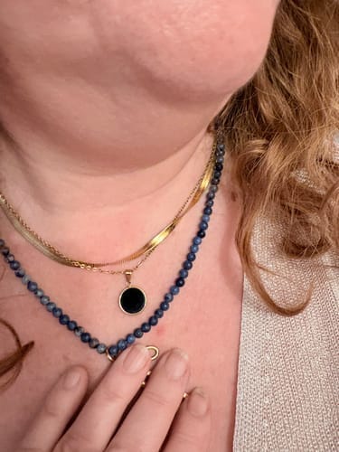 Customer photo review of Obsidian Necklace - Circle Medallion