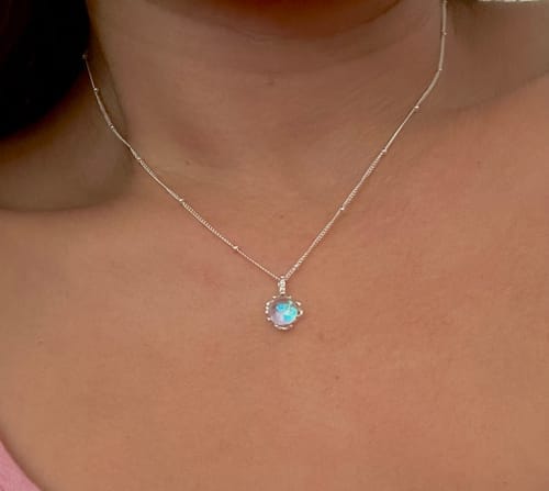 Customer photo review of Moonstone Necklace - Round Cut Pendant