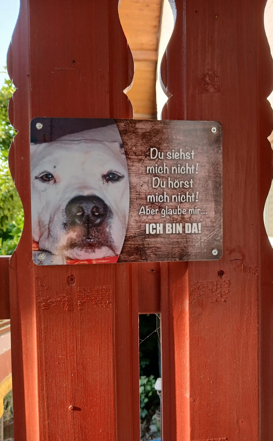 Customer photo review of Hunde-Türschild personalisiert mit Foto & Text (UV- und wetterfest)