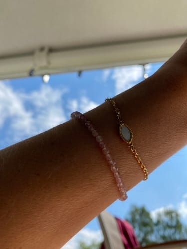 Customer photo review of Rose Quartz Bracelet - Beads
