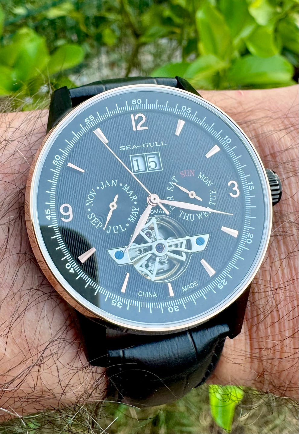 Customer photo review of Multifunctional Full Calendar Date Day Display Open Heart Dress Watch 43mm