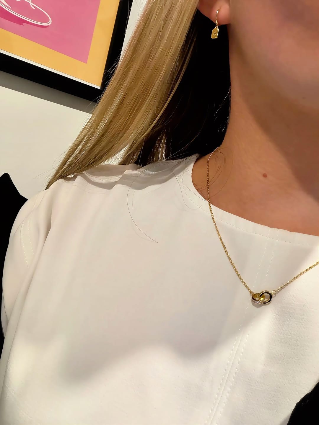 Customer photo review of North Star Rectangle Huggie Hoop Earrings