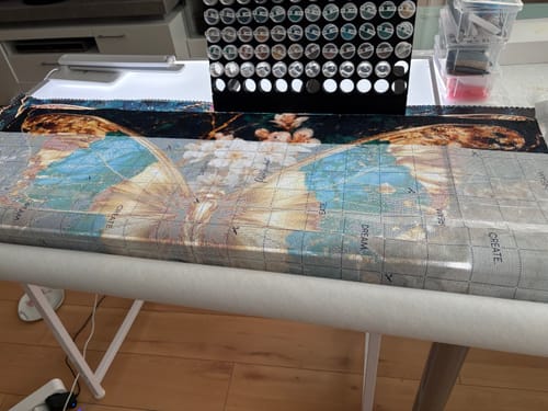 Customer photo review of 5D Diamond Painting – Golden Emerald Butterfly