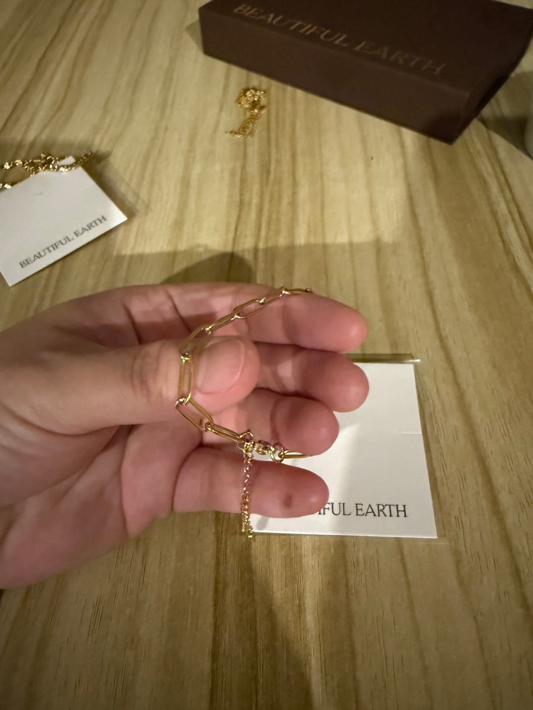 Customer photo review of Paperclip Gold Bracelet