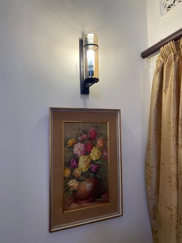 Customer photo review of Raquel Metal and Glass Outdoor Wall Light