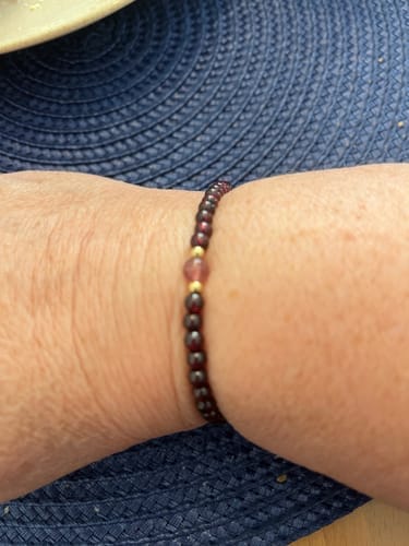 Customer photo review of Ruby Bracelet - Faceted Pearls
