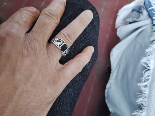 Customer photo review of Square Onyx II - Sterling Silver Black Hills Gold Mens Ring