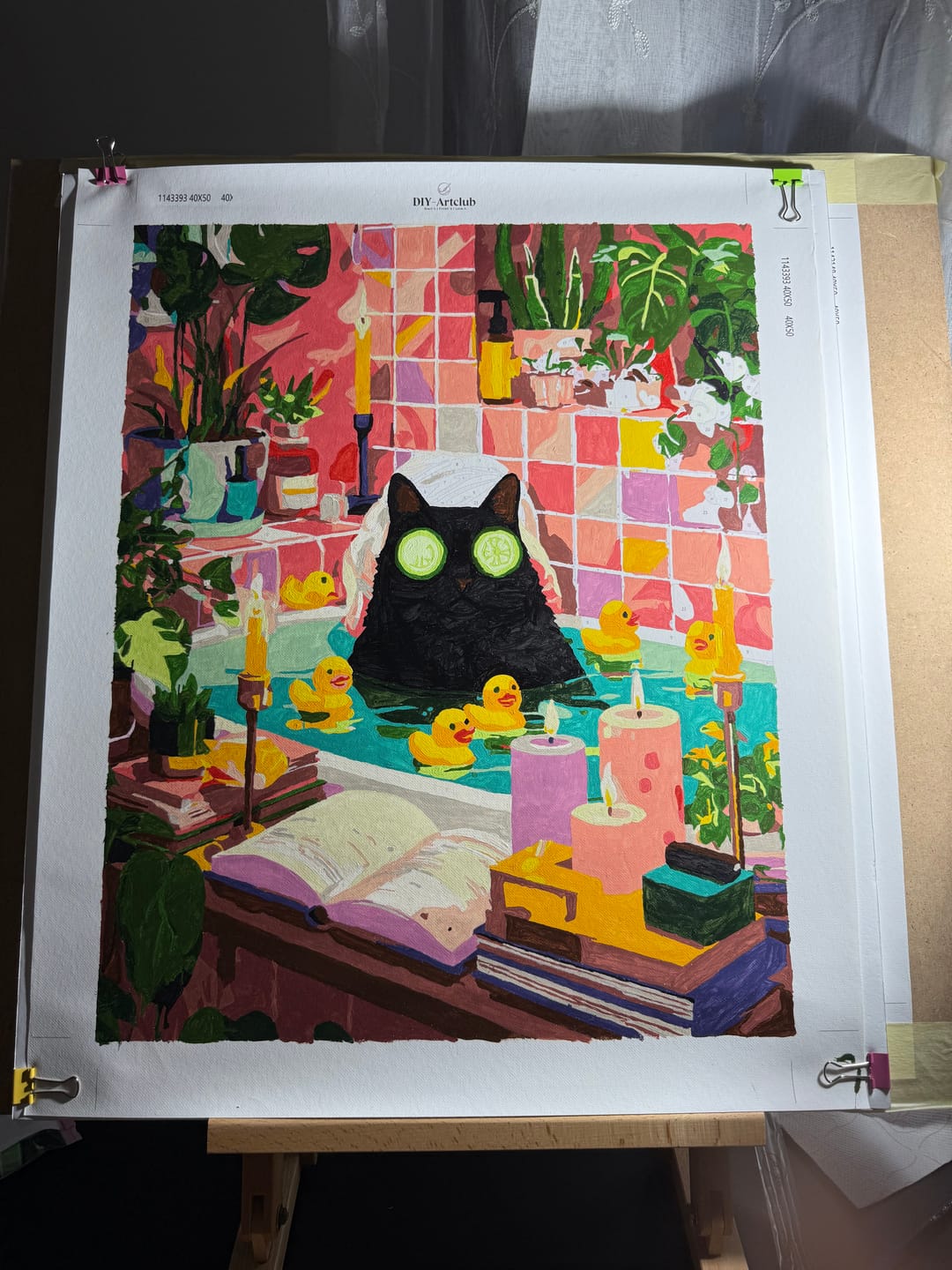 Customer photo review of Relaxing Black Cat | Paint by Number