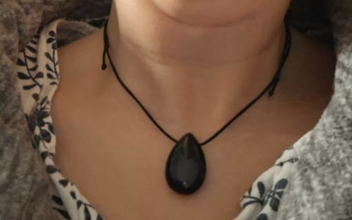 Customer photo review of Obsidian Necklace - Natural Necklace Teardrop Shape